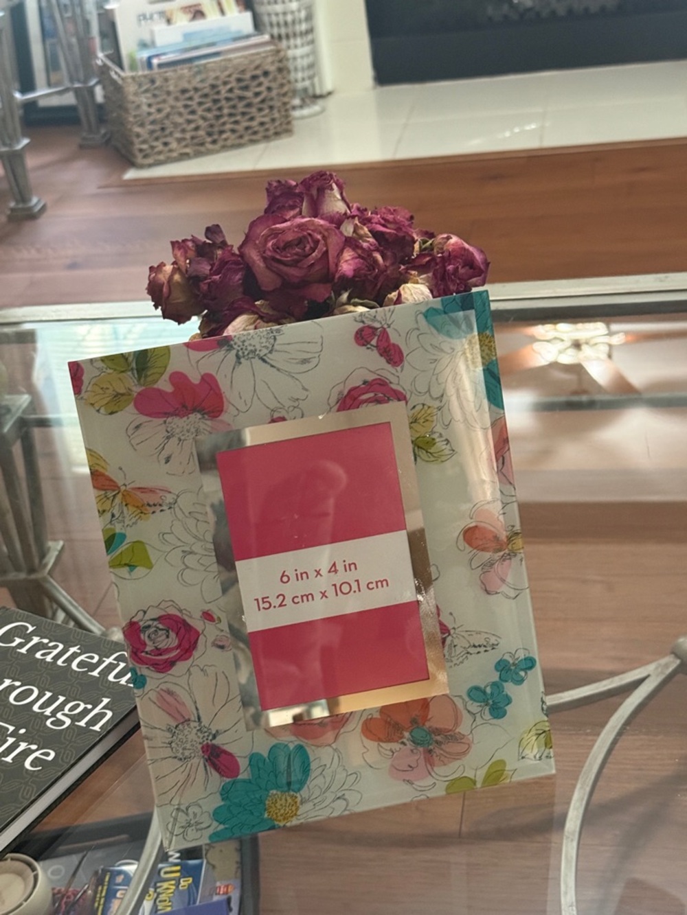 Floral Decorative Picture Frame - Pink Accent (6 x 4 in)